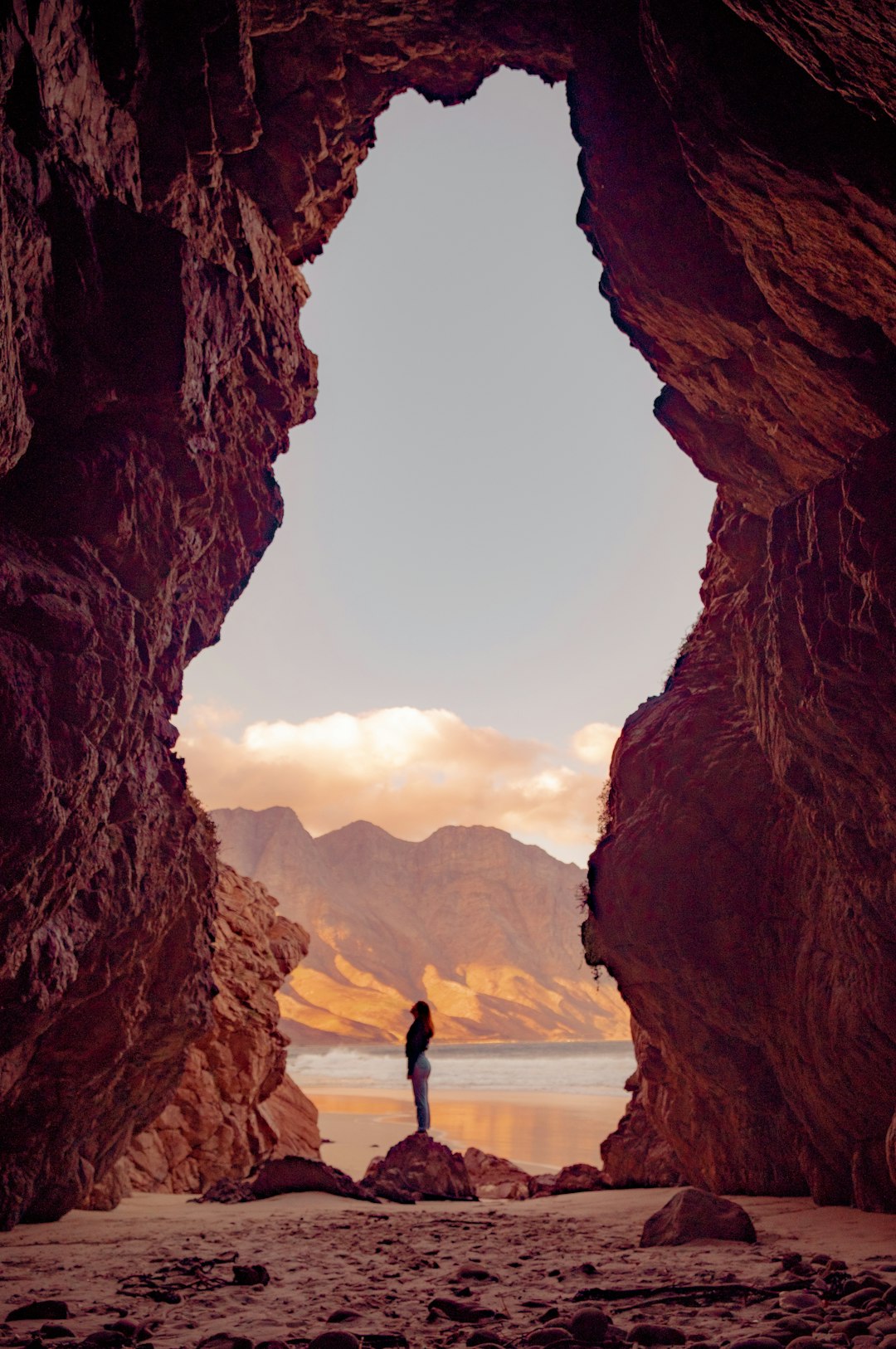 Follow my Instagram @harry.digital .My sister standing in a cave in Cape Town, South Africa